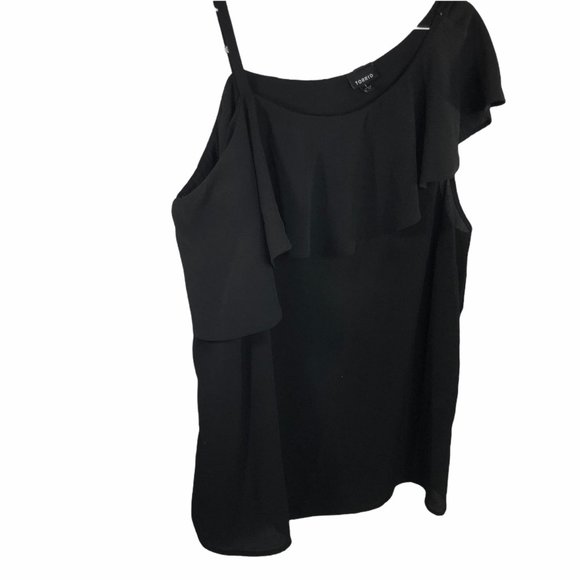 Torrid Black Georgette One Shoulder Top - Picture 2 of 6